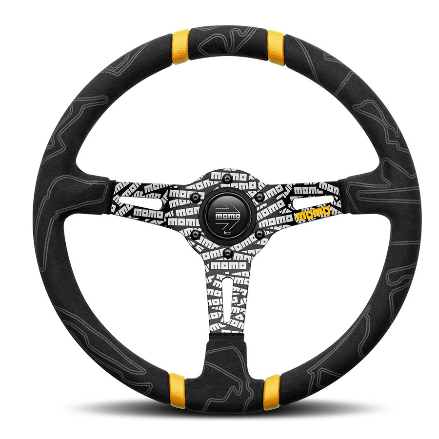 Momo Steering Wheels - Ultra Black Alcantara/Yellow 350mm Steering Wheel